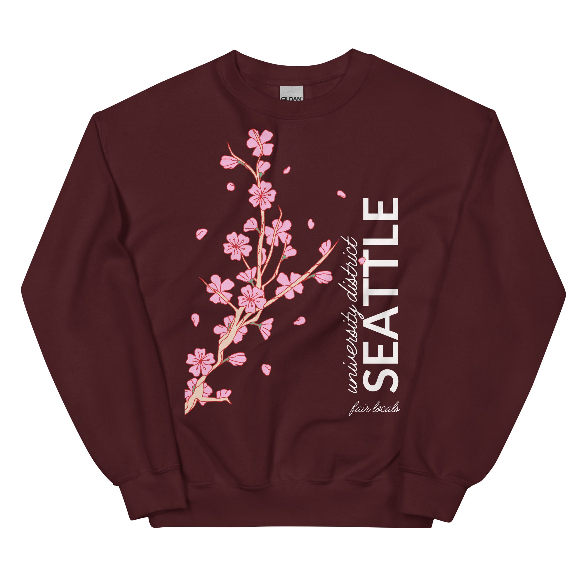 Cherry Blossom Crew Neck Sweatshirt - University District | Seattle, WA