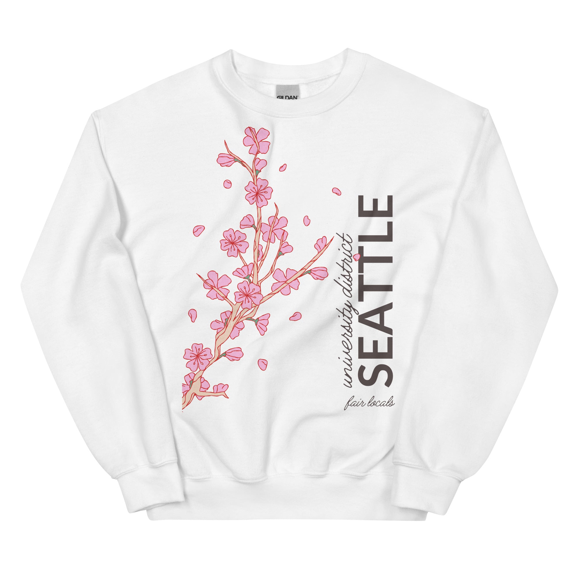 Cherry Blossom Crew Neck Sweatshirt - University District | Seattle, WA