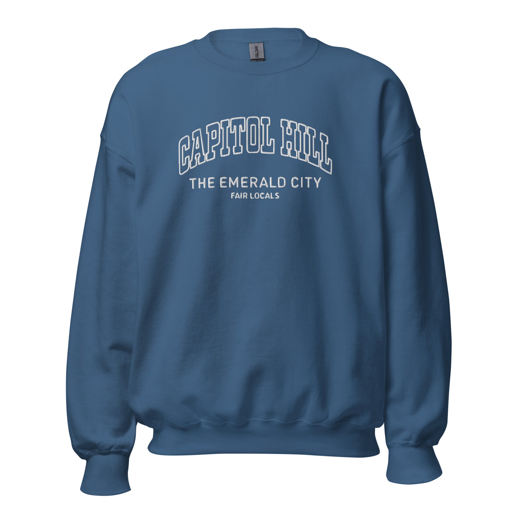 Headline Embroidered Crew Neck Sweatshirt - Capitol Hill | Seattle, WA